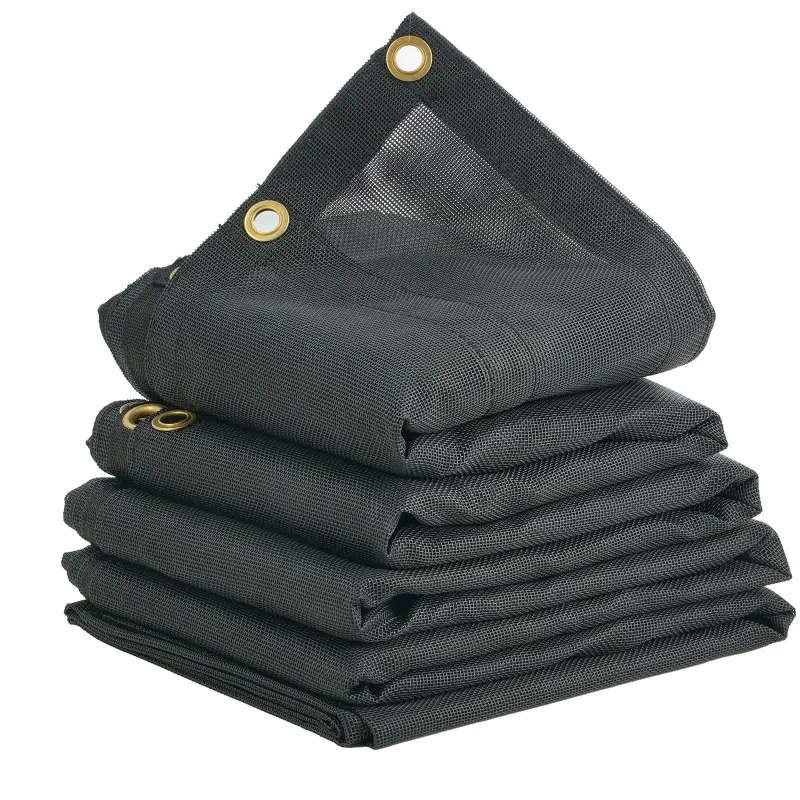 【Summerfinds】VEVOR Heavy-Duty Mesh Fabric Dump Truck Tarp, 7x14 ft PVC-Coated Black Cover, 8.6 lbs Wear-Resistant, 5.5" 18oz Double Pockets, Brass Grommets, Reinforced Double-Stitch Webbing, Fits Manual & Electric Systems Universally, Universal Fit