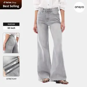 ONESO High Waist High Stretchy Wide Leg Jeans Raw Hem Denim Pants Womenswear Trouser #TikTokShopHolidayHaul #HolidayHaul