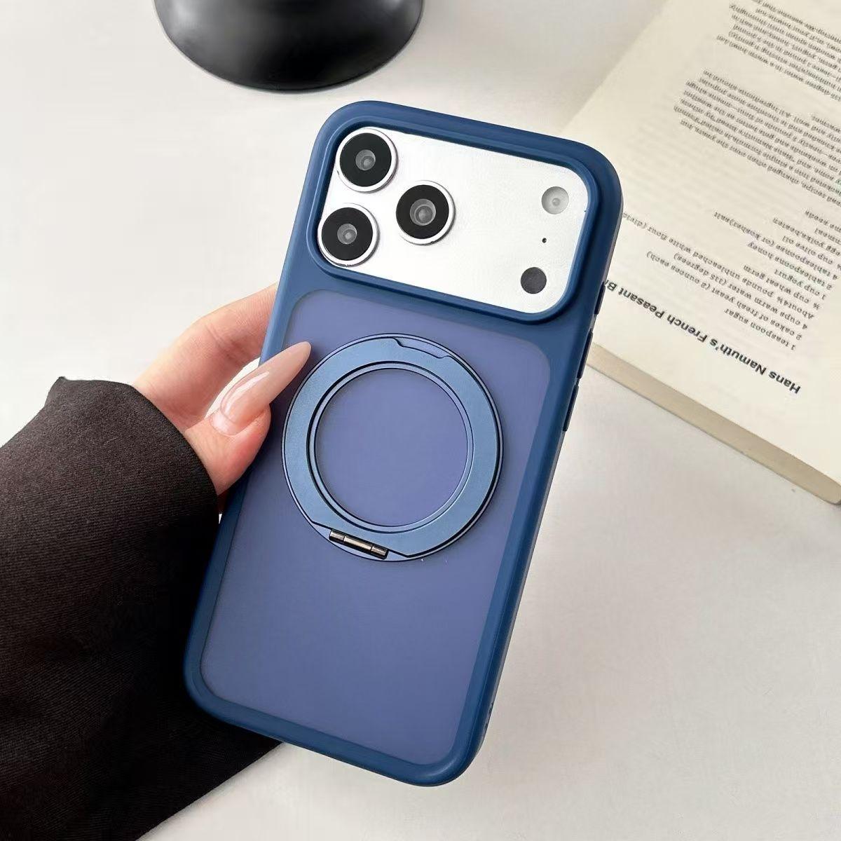 【360° Rotatable Magnetic Stand】Phone Case for iPhone 17 16 15 14 13 12 Pro Max Plus Air, Skin-Friendly Matte Shockproof Case Large Hole Full Body Protection Heavy Duty Cover