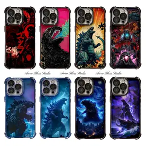 Fashion Shells King of the Monsters Godzilla Phone Cases For iPhone 17 Promax Air 16 15 14 Pro Max Plus 13 12 11 Black Transparent Electroplate TPU Shockproof Protective Cover Gifts For Birthday Valentine Christmas Thanksgiving Halloween