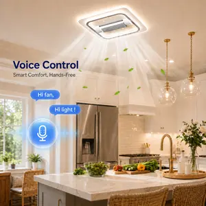 Smart Bladeless Ceiling Fan with Light, Full Spectrum Eye Friendly LED Fan Light, AI Voice Control, 3000K-6000K Dimmable Silent Fan Lamp for Indoor Home