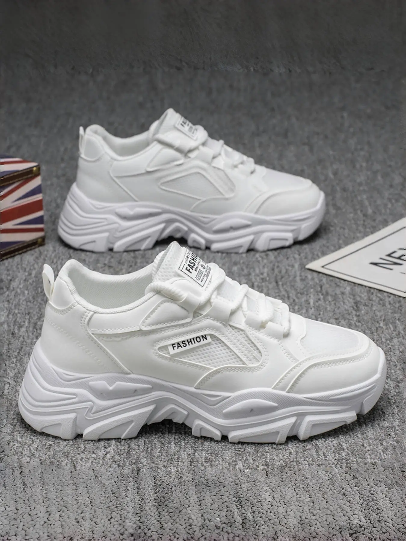Men's Height-Increase Fashion Shoes | Air-Cooled Knit Design | Modern Classic White Sneakers, Mesh Breathable Sneakers, Height Boost Sneakers