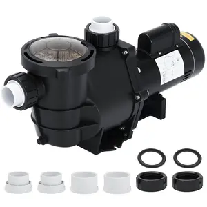 High performance dual power swimming pool pump -2 HP/2.5 HP electric water pump, self-priming, single speed, heavy-duty with filter basket, 100 GPM high current, quiet operation - very suitable for above/below ground swimming pools, spas, hot tubs, ponds