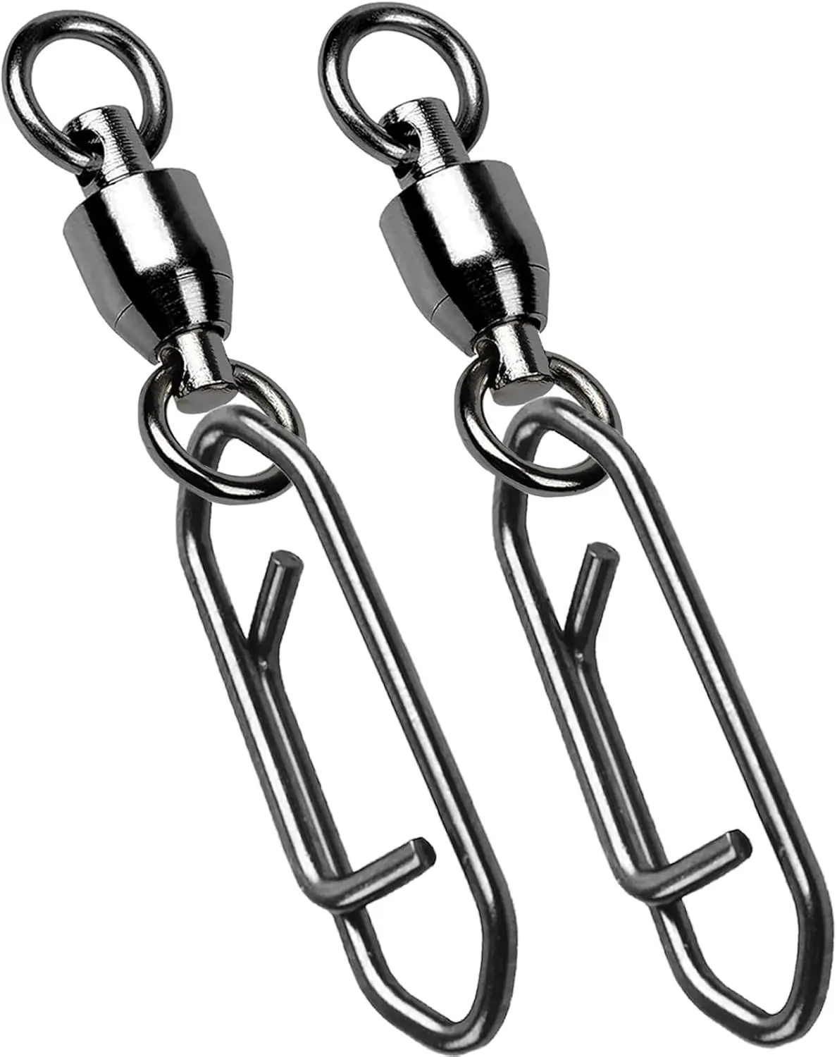 High Strength Snap Swivels Stainless Bearing Rolling Fishing Swivel Freshwater Snap Swivels Fishing Clip Steel Black Nickel