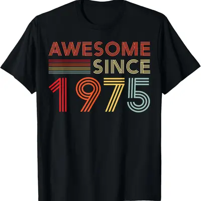 Awesome Since 1975 T-Shirt - 50th Birthday Gift For Men, Customizable Birth Year & Color - View #6