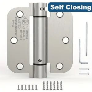 Treasem Self Closing Door Hinges, Spring Loaded Door Hinges, Adjustable Tension with 5/8'' Radius Corners, for Garage, Front, Back Doors, Left and Right Hand, UL Listed
