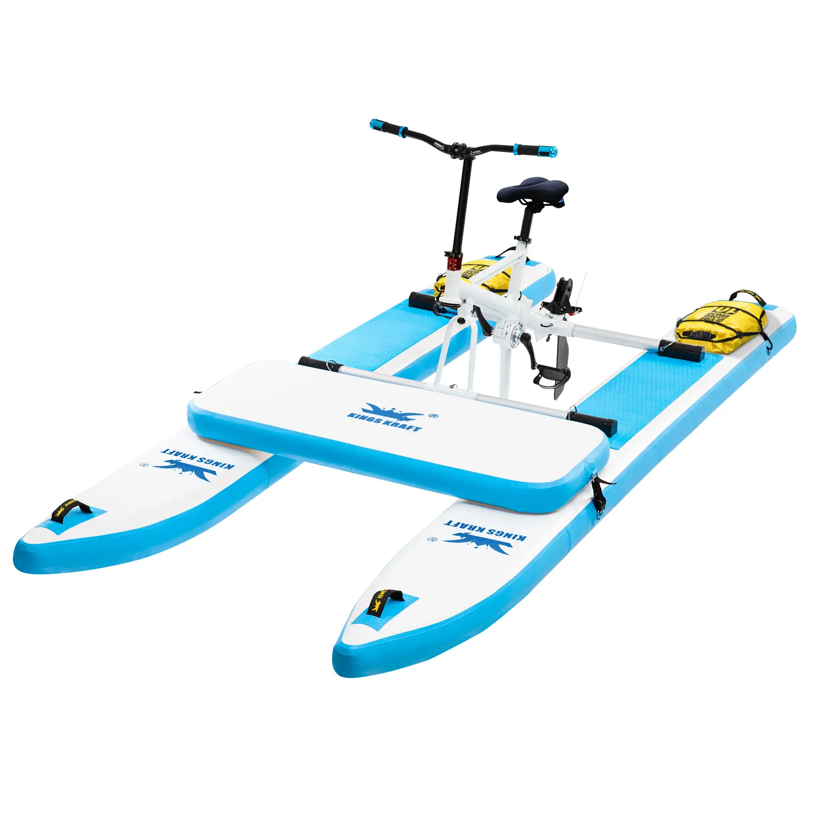 Foldable Water Bike with Lightweight Magnesium Alloy Frame, Inflatable Pontoon Floats, Portable Water Bicycle Fits 28-Inch Suitcase, Smooth Pedal System for Lake Fishing and Water Sports