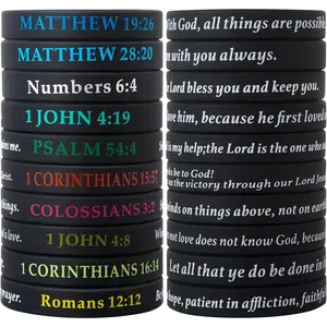 Bible Verses Bracelets Motivational Christian Rubber Bracelets Faith Hope Wristbands Bracelets for Men Women Teens