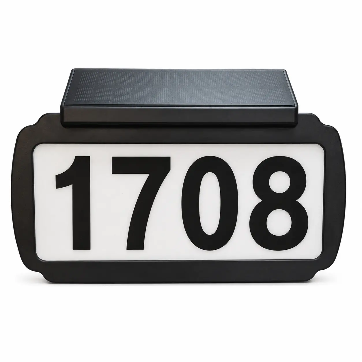 Solar House Number Sign with Large High-Contrast Numbers, 3 Light Colors, IP55 Splash-Proof Address Light, Wall or Ground Installation