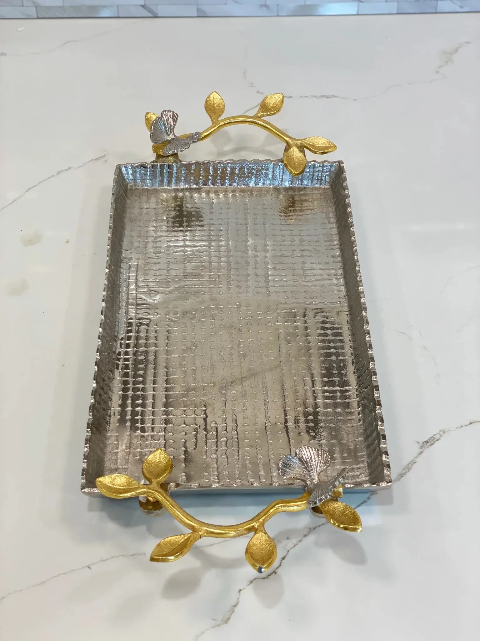 GOLD LEAF BRANCH TRAY