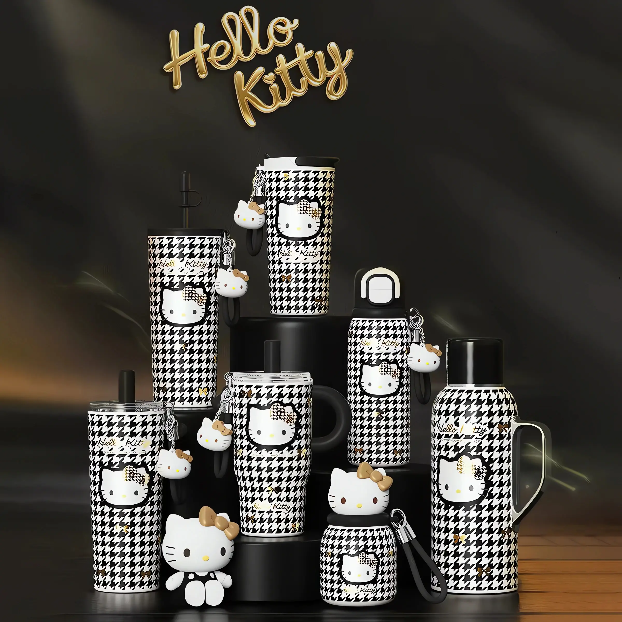 MINISO Hello Kitty Black Gold Series Insulated Cup High end Gift Box Set High Beauty Water Cup