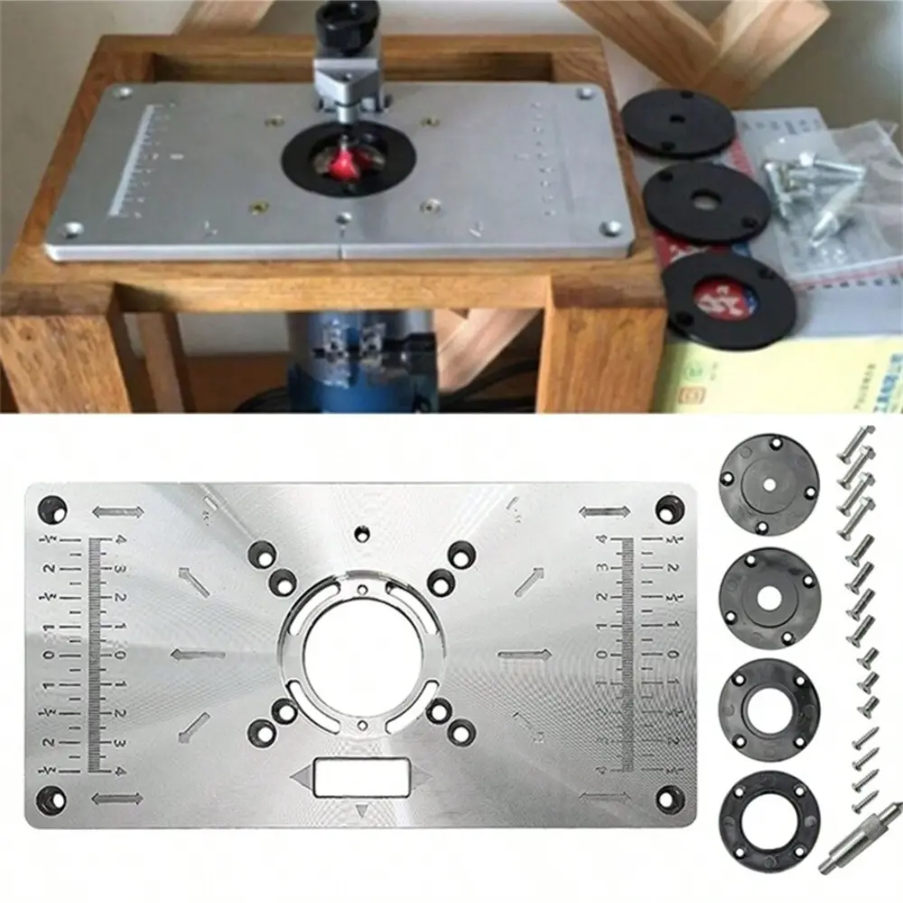 Multifunctional Aluminium Router Table Insert Plate Table for Woodworking Benches Router Plate Wood Tools with Rings