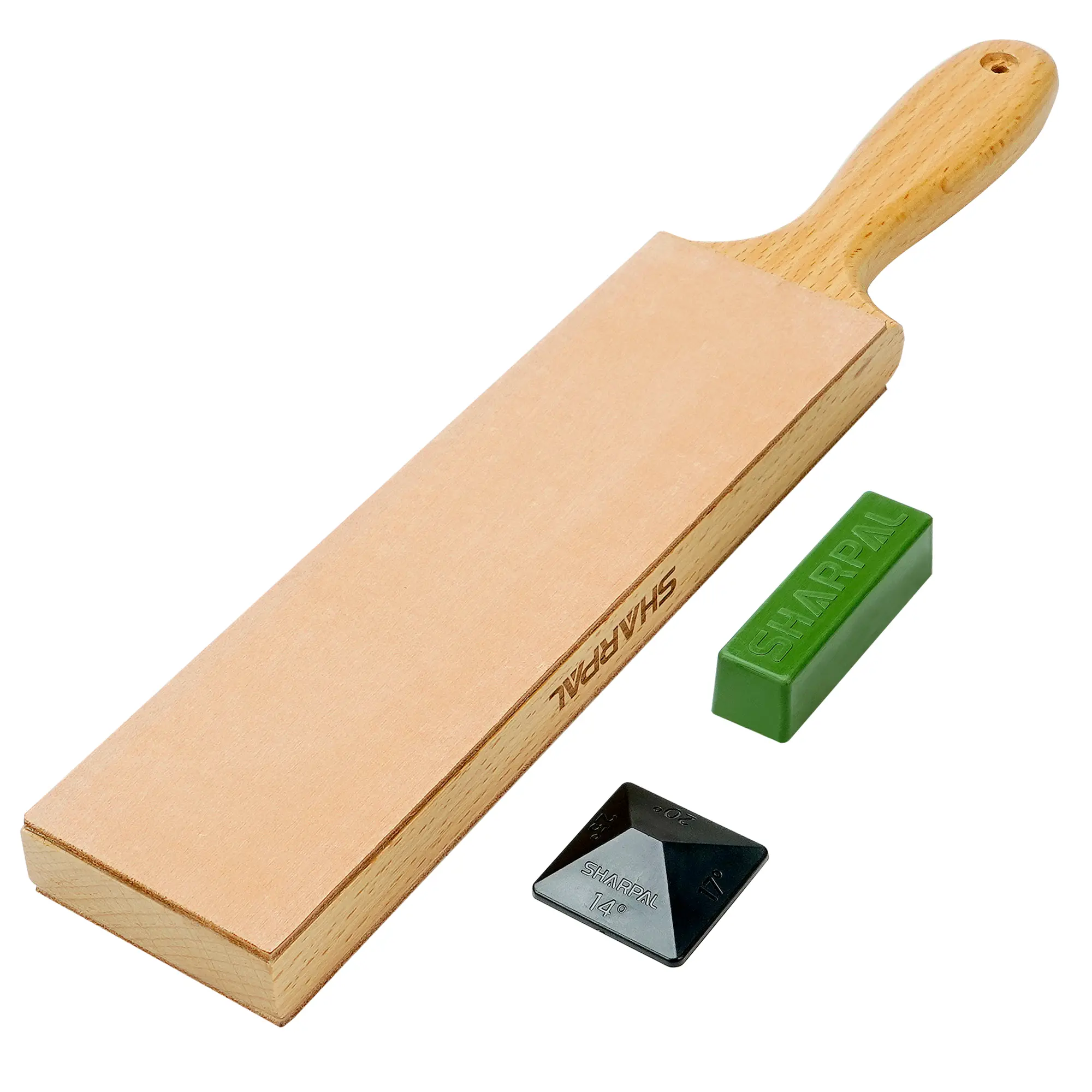 SHARPAL 205H Double-Sided Leather Strop 13.2" x 2.4" Kit, Genuine Cowhide Stropping Block with 2 oz Polishing Compound & Angle Guide, Knife Strop for Honing Knives, Tools, Gifts for Men