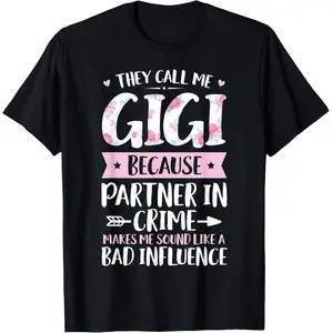 Halloween Skull T-shirt They Call Me Gigi The Ultimate Partner In Crime Mothers Day T-Shirt Design