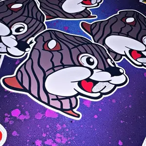 Texas Sticker Featuring a Unique Design with a Hooded Character in Gray and Brown Inspired by Houston Tx “Duck” Artwork