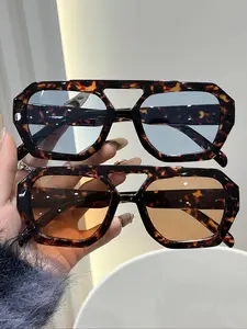 Women's Vintage Trendy Tinted Lens Aviator Sunglasses, Trendy Styling Sunglasses, Retro Casual Sunglasses for Everyday Use, Fashion Accessories for Outdoor Activities