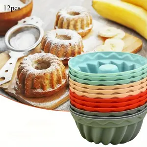 12pcs, Mini Bundt Pans (2.56''), Silicone Heritage Bundtlette Cake Mold, For Fluted Tube Cake Making, Baking Tools, Bakeware, Kitchen Gadgets, Kitchen Accessories