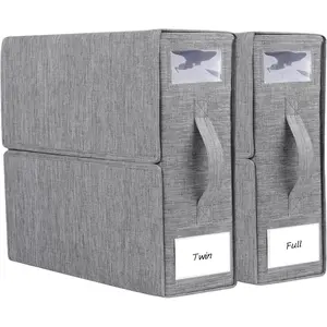 Bed Sheet Organizer 2 Pack Foldable Linen Closet Organizers and Storage Full or  Size Bedsheet Organizer Sheet Storage, Folder Organizers for Duvet Cover Bedding Clothes, Grey