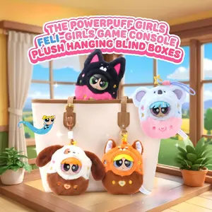 Miniso Powerpuff Girls Arcade Plush Blind Box Keychain, Cute Animal Head Costume Dress-Up Doll Gift for Toy Collectors