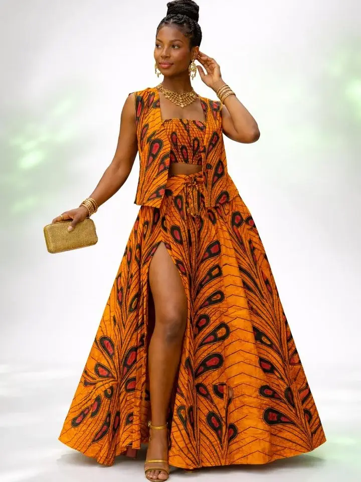 african print flare dresses Afriyie cold shoulder flare sleeves dress X-Small