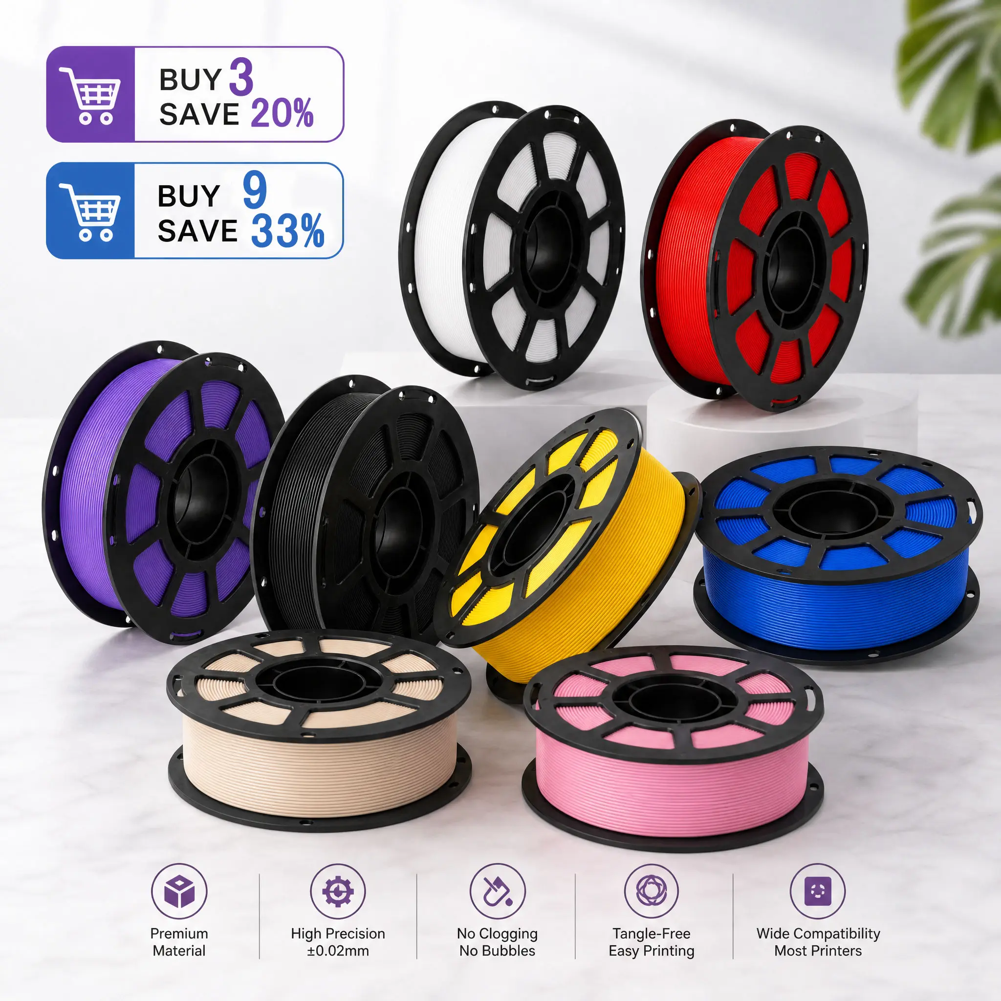 Miailuy 3D Printer Filament, 1.75mm 1kg PETG Spool, Tangle-Free, Clog-Free, Low Warping, Durable for Molds, Functional Prototypes, Large-Scale Models, High FDM Printer Compatibility, Easy Printing for Experienced Makers, End-Use Parts, Fdm Printers