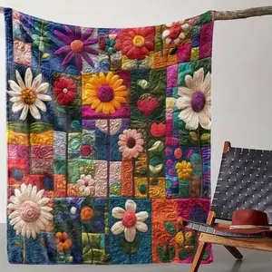 Cozy Vintage Floral Heart Print Flannel Blanket - Soft, Warm & Versatile for Couch, Bed, Car, Office, Camping | All-Season Gift, Travel, Blanket