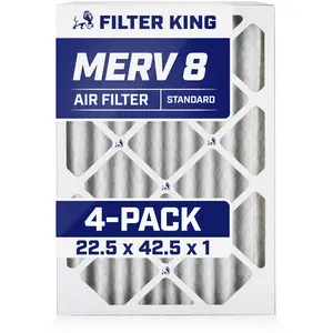 Filter King 22.5x42.5x1 Air Filter | 4-PACK | MERV 8 HVAC Pleated A/C Furnace Filters | MADE IN USA | Actual Size: 22.5 x 42.5 x .75"