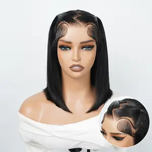 Wiggins Hair Pre Braided  Straight Bob Wig Pre Cut 13x4  Lace Frontal Bob Wig  Ready To Go Human Hair Braided Wig Beginners Glueless Wig
