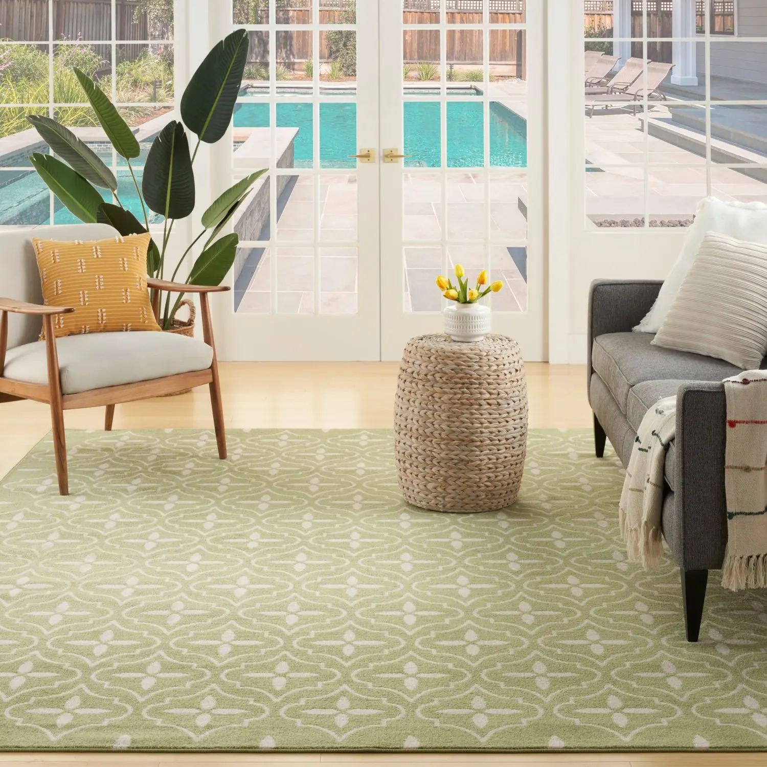 Nourison Essentials Moroccan-Trellis Geometric Home Decor Rug, Durable Indoor-Outdoor Household Decorative Textile for Living Room Decor