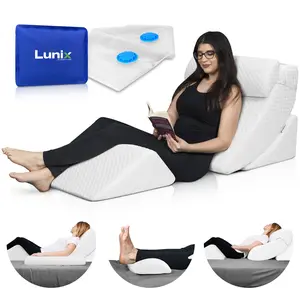LX5 4pcs Orthopedic Bed Wedge Pillow System with Hot Cold Pack White