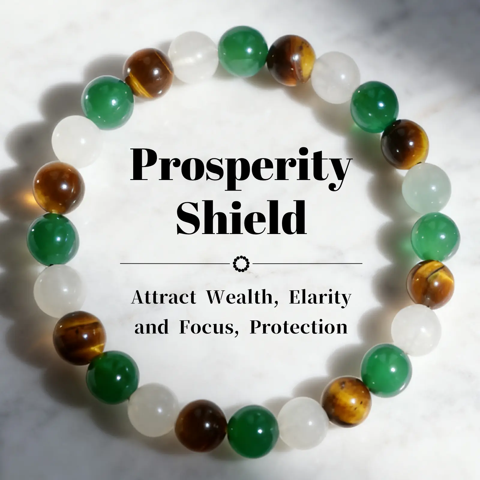 Prosperity Shield Green Chalcedony White Jade & Tiger Eye Bracelet for Men Women – Natural Stone Chakra Healing Energy Beads, Wealth Attraction Manifestation Protection Grounding Gemstone Jewelry Gift