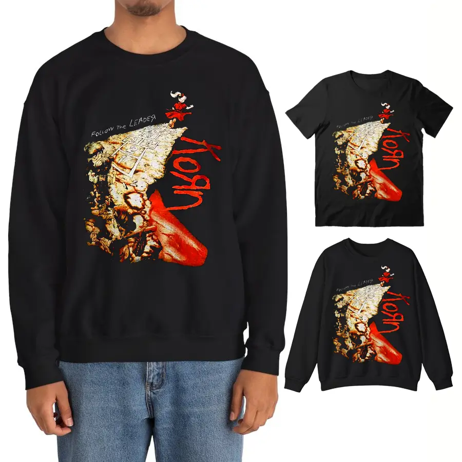 Korn Follow The Leader Nu Metal Band Black Vintage T shirt, Vintage Punk Rock Sweatshirt, Gift for Fan, Unisex Menswear Top