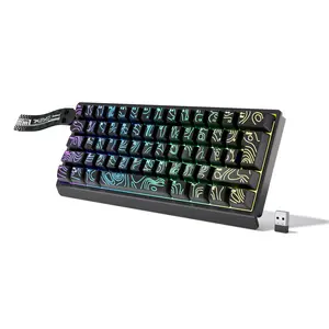 7KEYS Wireless 60% Gaming Keyboard, Mini 61 Key RGB, 25 Key Anti Ghosting, Ultra Compact and Portable, Compatible with PC, Mac, Laptop (Black Outline Keycaps)