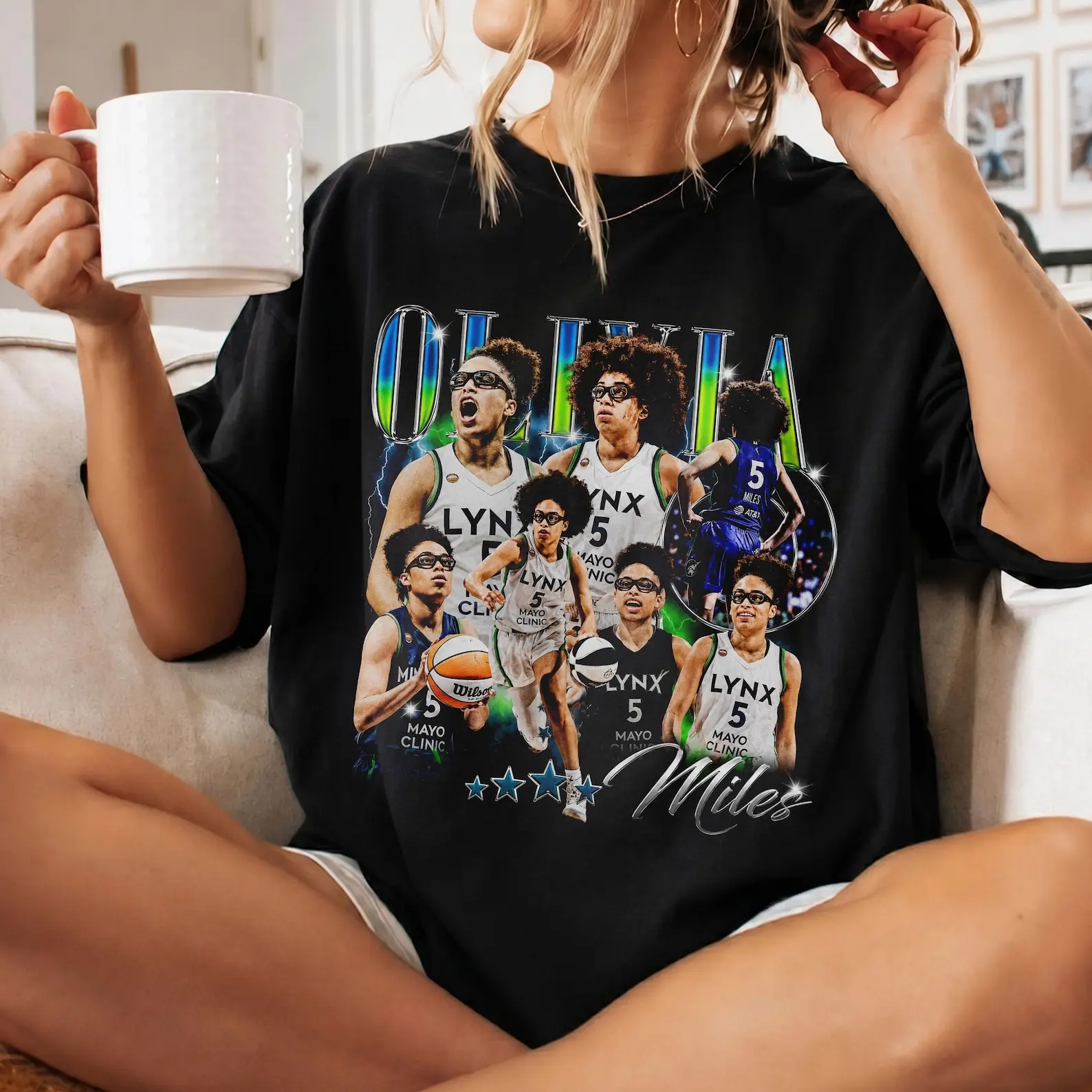 Olivia Miles Basketball Graphic Tee Vintage Comfort Colors Shirt