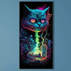 5D DIY Full Diamond Round Diamond Painting Kit - Dreamy Blue Cat Mosaic, Canvas DIY Decorative Painting, Home Wall Decor, Suitable for Halloween, Christmas, Birthday and Anniversary Gifts