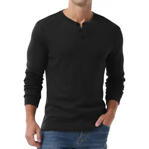 Men's Henley Shirts Long Sleeve Casual Classic T-Shirts Button Henley Pullover Tee