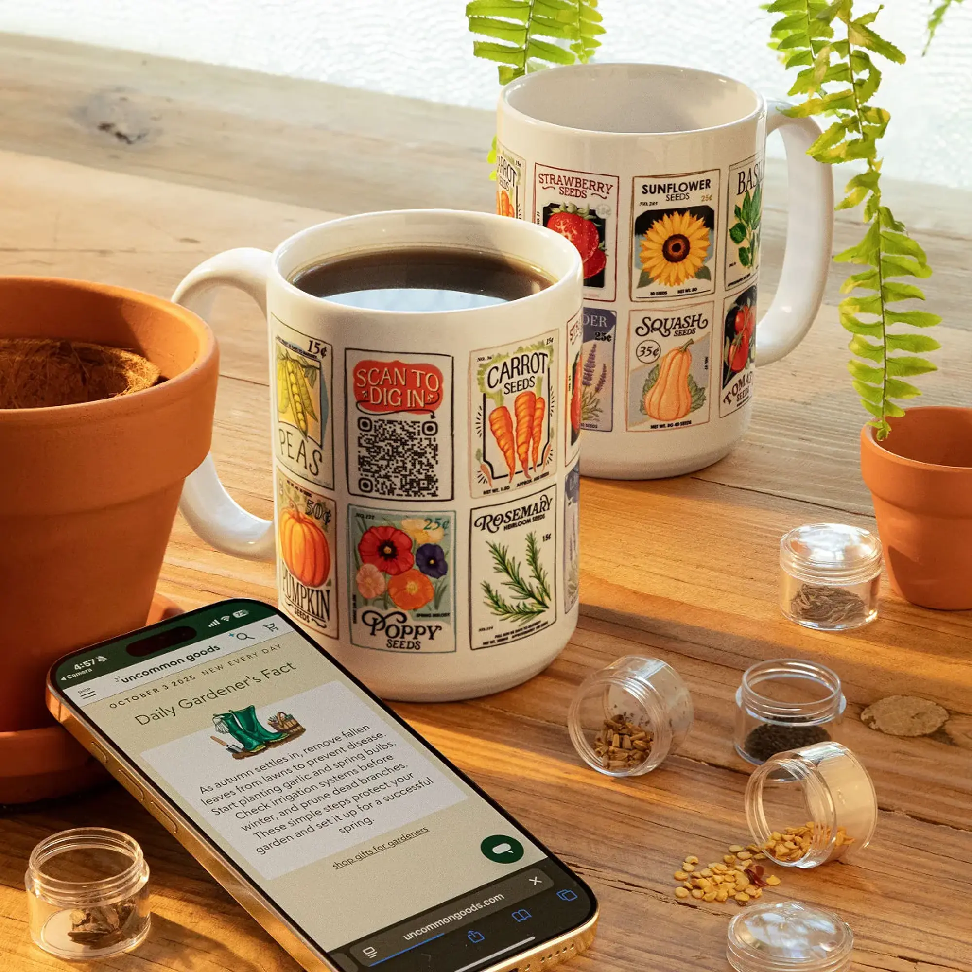 Gardener's Interactive QR Mug, Kitchenware Drinkware Cup for Adults - Ideal for Coffee, Plant-Related Daily Drink Use