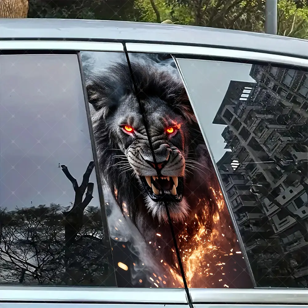 2pc Lion Car B-Pillar Sticker, Vinyl Protection Decal, Easy Peel & Stick, Sunproof Waterproof Scratch Resistant, Car Decoration, Car Stickers, Car Decals, Vehicle Exterior Decoration, Car Accessories, Universal Car Sticker, Decal For Cars