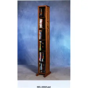 Wood Shed  Solid Oak 6 Row Dowel DVD Cabinet Tower