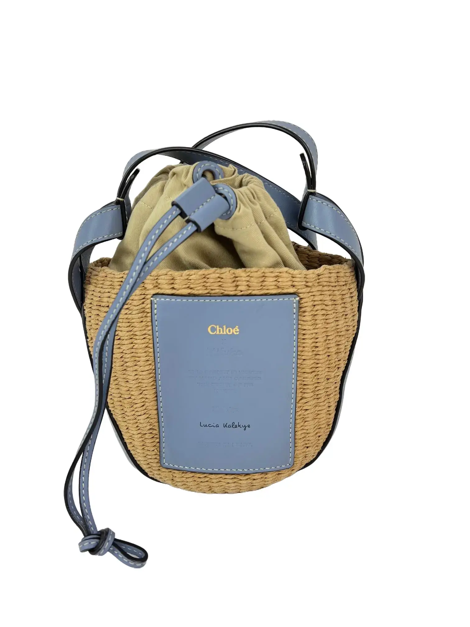 Pre-owned Chloé raffia Shoulder Bags Chloe X mituko Blue Leather Basket Shoulder Bag