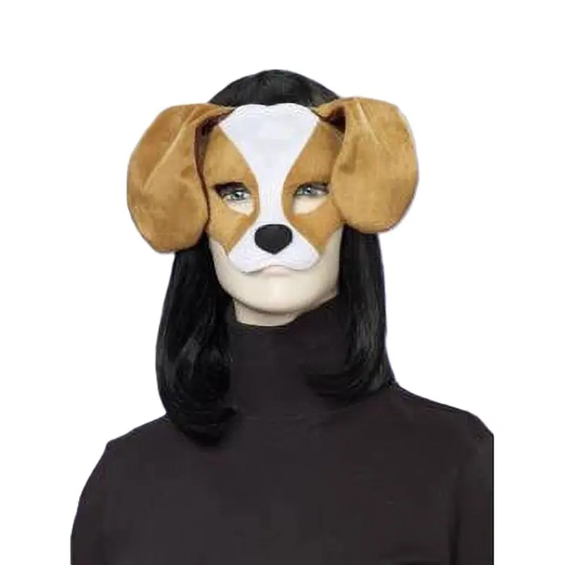 Brown/White Dog Mask - Costume Accessory - One Size