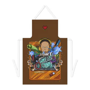 Gamer Fresh | Player One Gamer Life | Big Chef Brown Apron | Limited Edition