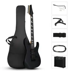 Ktaxon 170 Model 39in Electric Guitar with HSH Pickups, Black Complete Starter Kit for Hard Rock