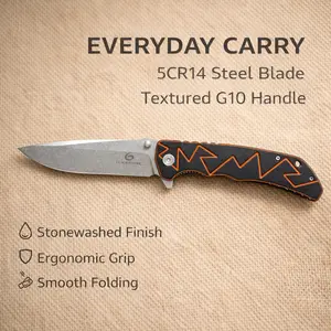 Lightweight Folding EDC Knife – 5CR14 Steel Blade with Textured G10 Handle for Outdoor & Daily Utility
