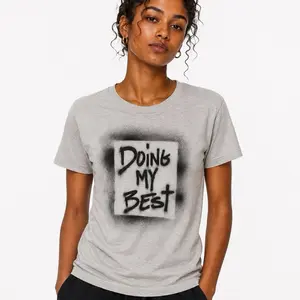 Queens88 Women’s Doing My Best Handmade Stenciled T-Shirt - One-of-One Eco-Friendly Wearable Art Graphic Tee Streetwear Beachwear