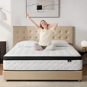 10/12/14 Inch Hybrid Mattress  | Lumbar Support | Cool Gel Memory Foam | Pocket Springs | Queen Size | Bed-in-a-Box | Best for Kids, Teens & Adults | No More Tossing & Turning! | Colchón Híbrido con Soporte Lumbar