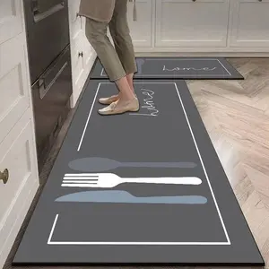 Silica Mud Kitchen Mat, Deep Base, Border, Modern Minimalist Style, Anti-Fatigue, Absorbent, Easy Clean, Versatile Use, Home Decor Rug