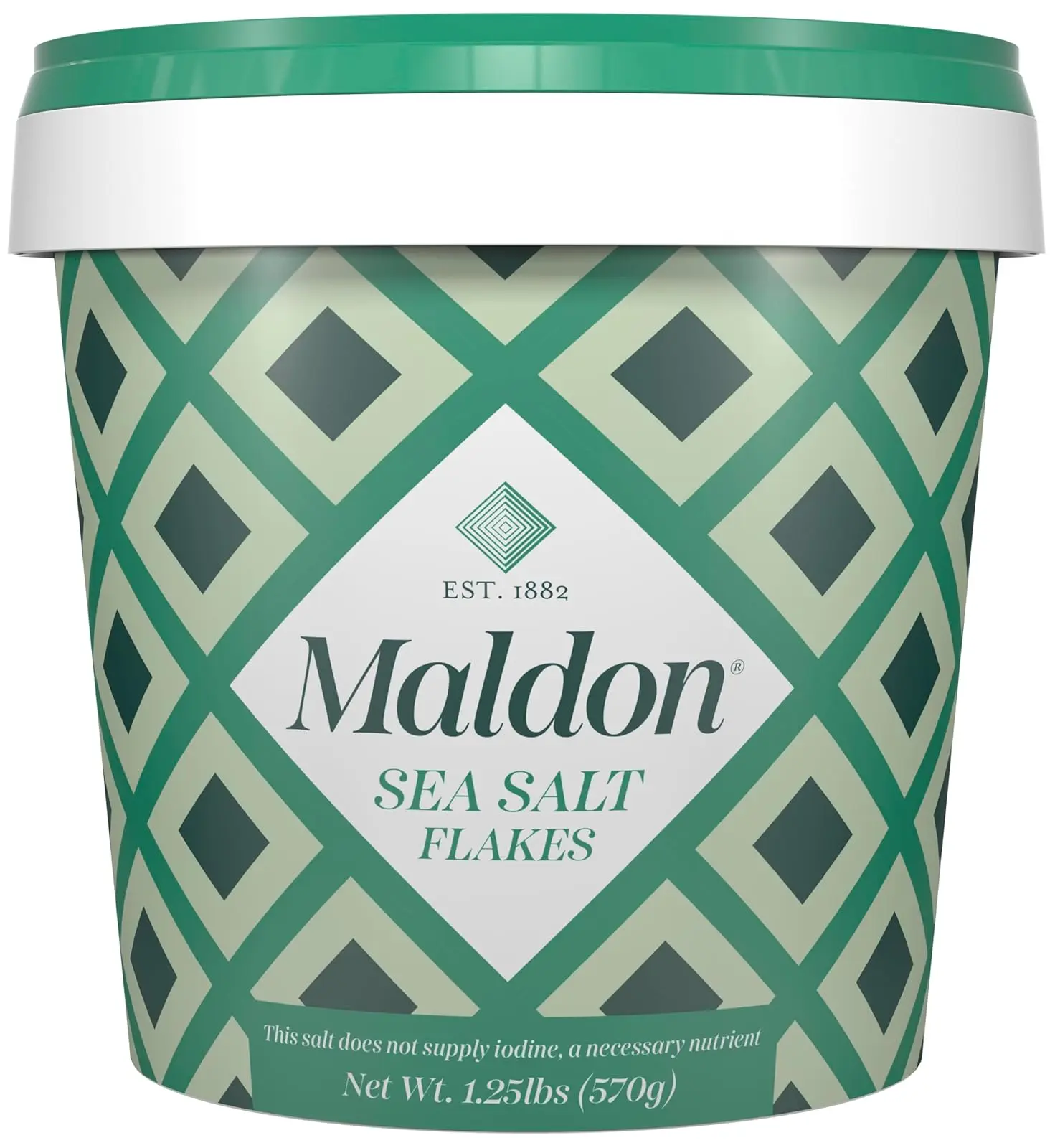 Maldon Sea Salt Flakes - 20 oz (570 g) Resealable Tub, Non Iodized Salt, Kosher, Natural, Artisanal Heritage Handcrafted Gourmet Pyramid Crystals with Rich Flavor
