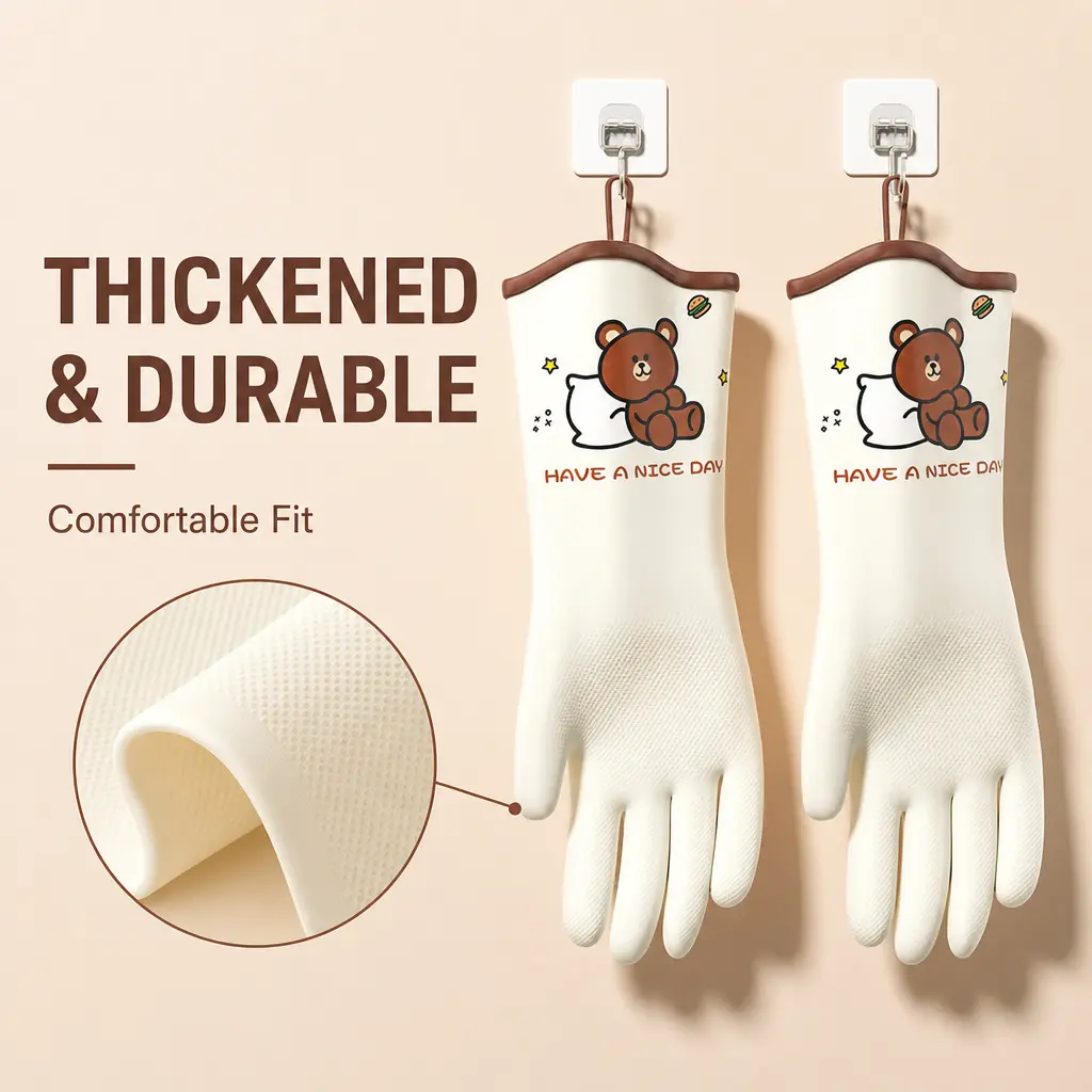 Reusable Household Cleaning Gloves, Made of rubber material to block water effectively