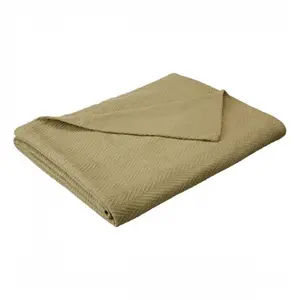 212 MAIN Metro-Sage Cotton Blanket - Twin & Twin XL Sizes, Cotton Fibers, Metro Stitch, Warm Nighttime Bedding Linen Textile with Subtle Look